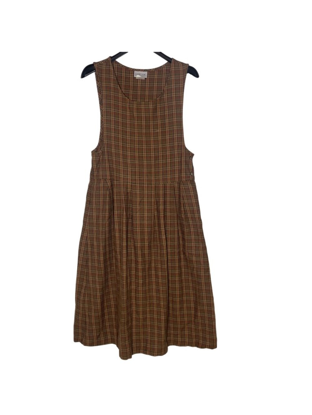 Jantzen VTG Pleated Plaid Midi Dress Sz SM Cottage Prairie Modest Country Trad